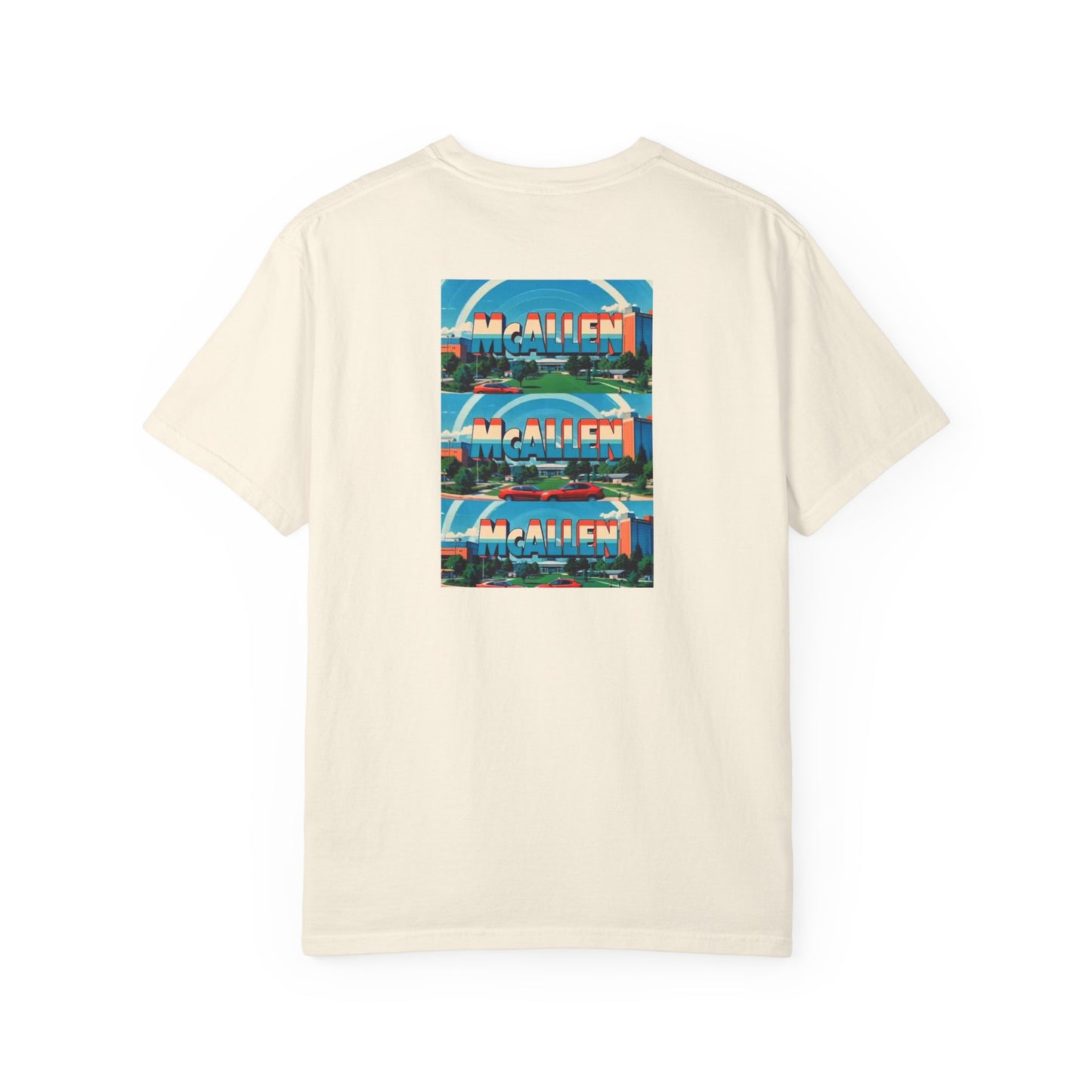 McAllen Texas Vintage Retro Back Printed Art Series Cotton Tee - Black Logo