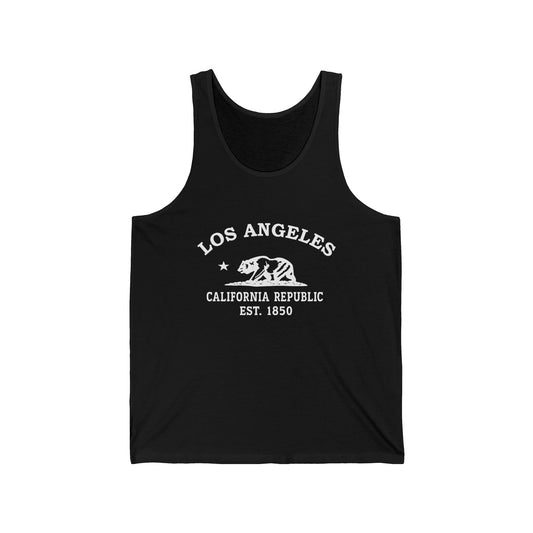 Los Angeles California Vintage Retro Unisex Cotton Jersey Tank Top - White Logo