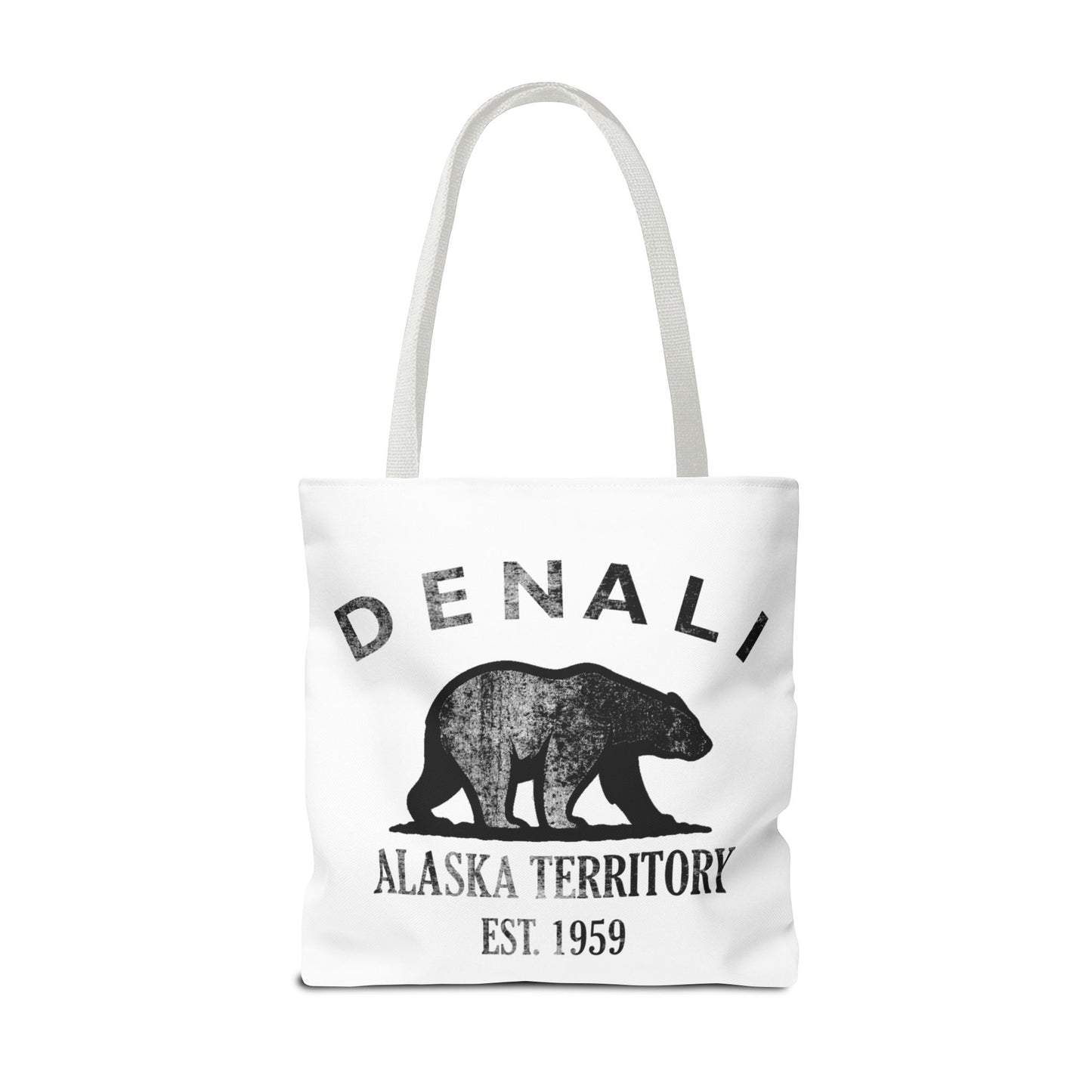 Denali Alaska Vintage Retro Light Canvas Tote - Black Logo