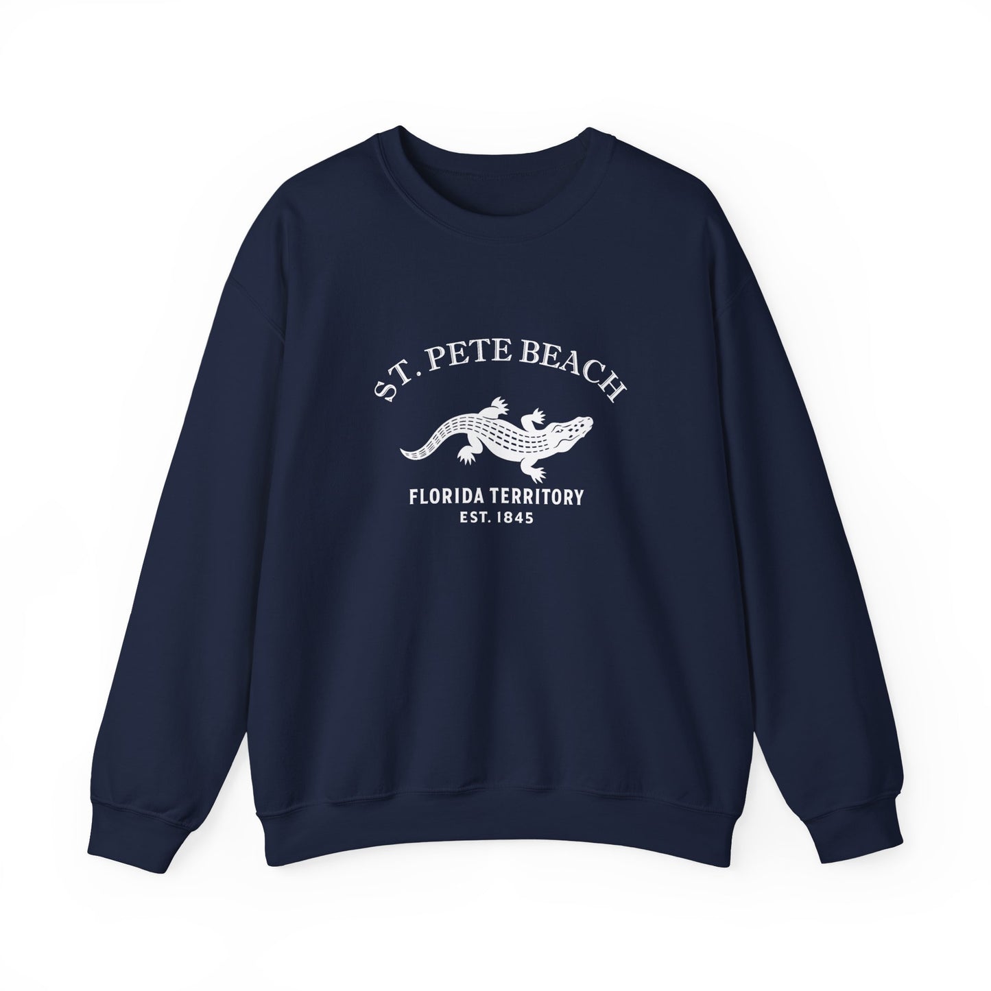 St Pete Beach Florida Vintage Retro Unisex Heavy Crewneck Sweatshirt - White Logo