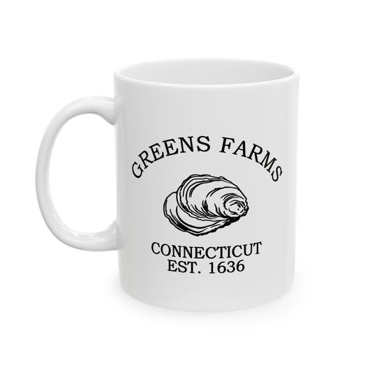Greens Farms Connecticut Vintage Retro Ceramic Mug - Black Logo