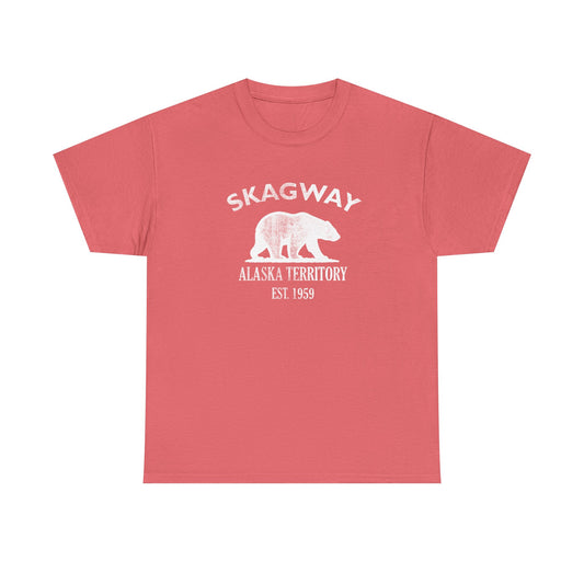 Skagway Alaska Vintage Retro Unisex Heavy Cotton Tee - White Logo