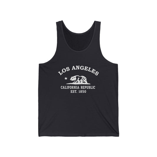 Los Angeles California Vintage Retro Unisex Cotton Jersey Tank Top - White Logo