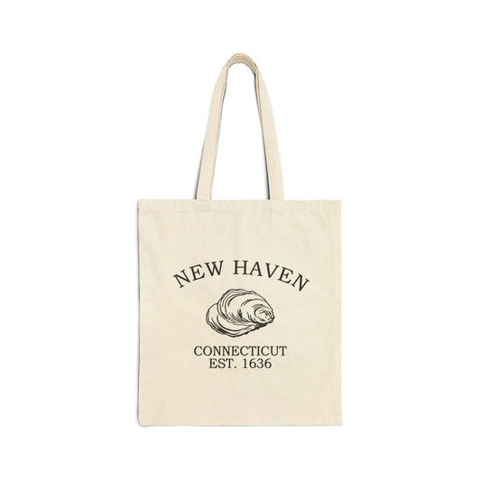 New Haven Connecticut Vintage Retro Cotton Canvas Tote Bag - Black Logo