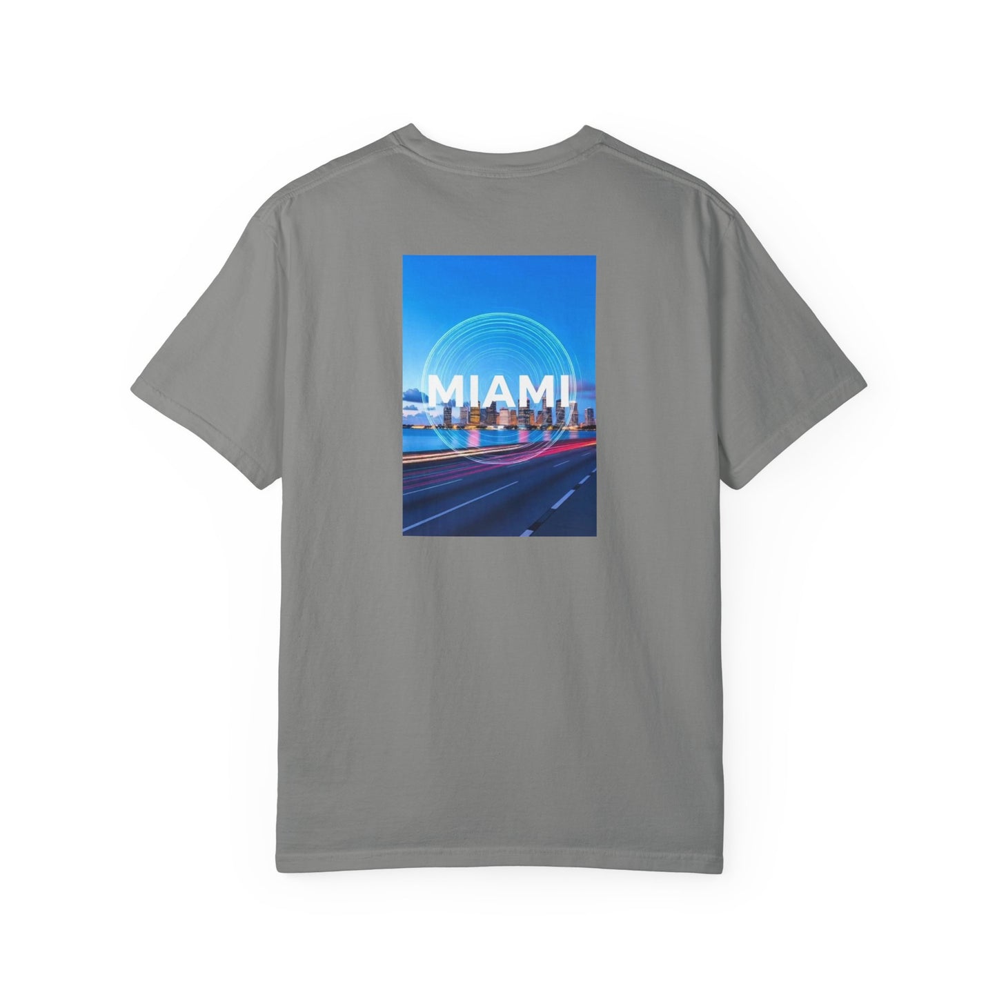 Miami Florida Vintage Retro Back Printed Art Series Cotton Tee - Black Logo