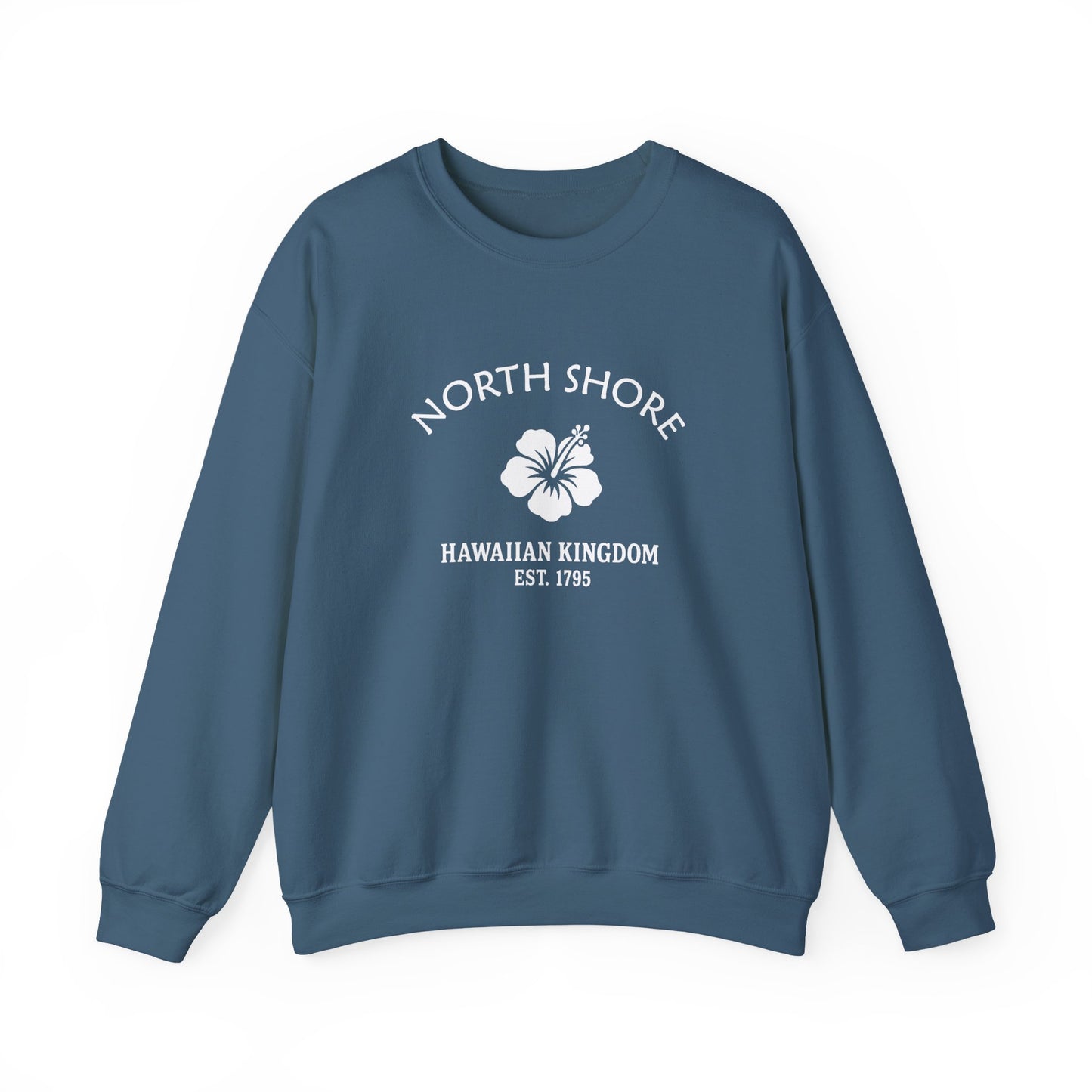 North Shore Hawaii Vintage Retro Unisex Heavy Crewneck Sweatshirt - White Logo