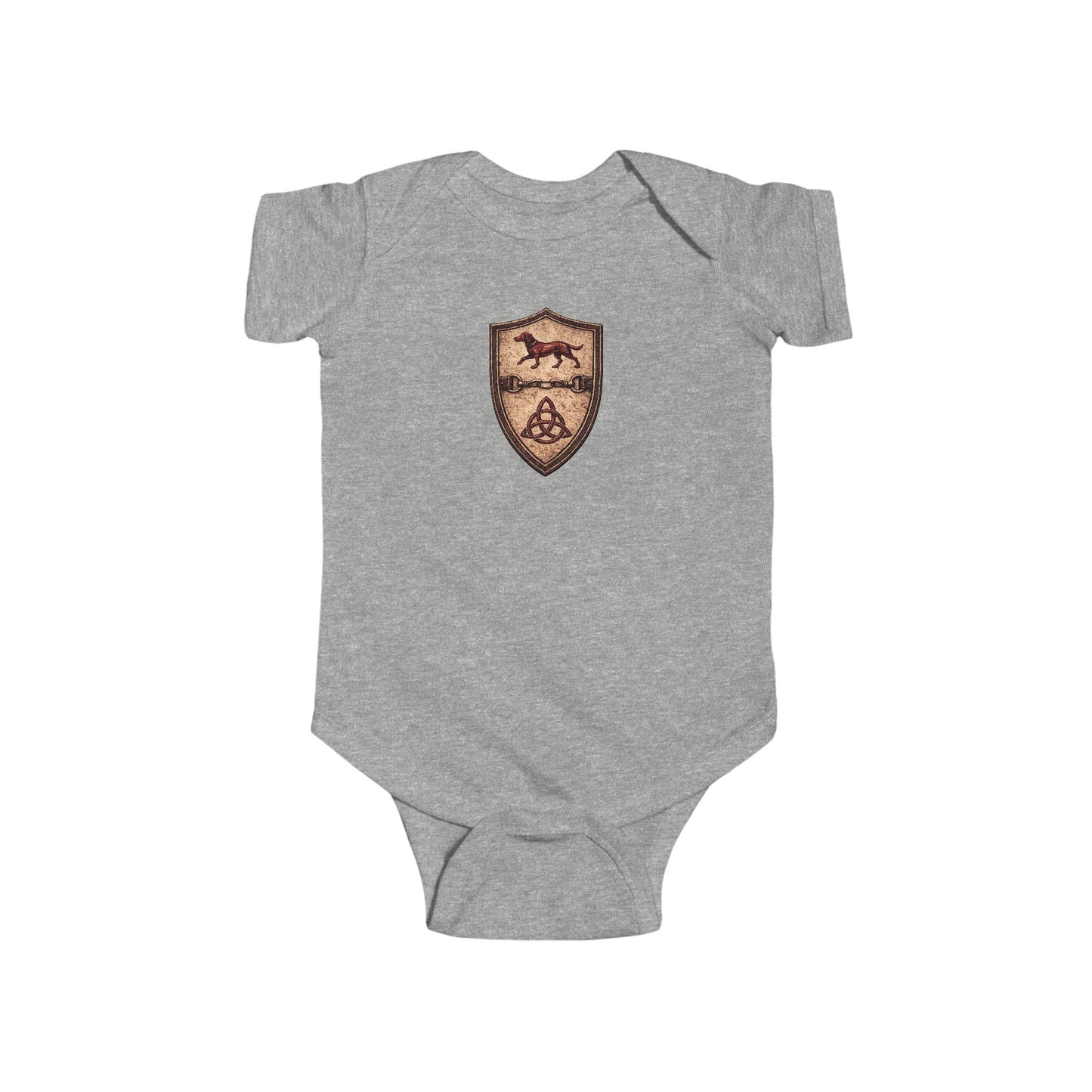 №108 Little Knight Baby Bodysuit · Live Your Best Knight · Temperantia Fiducia Perseverantia