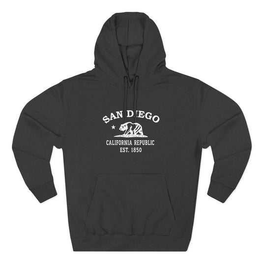 San Diego California Vintage Retro Unisex Heavy Cotton Hoodie - White Logo