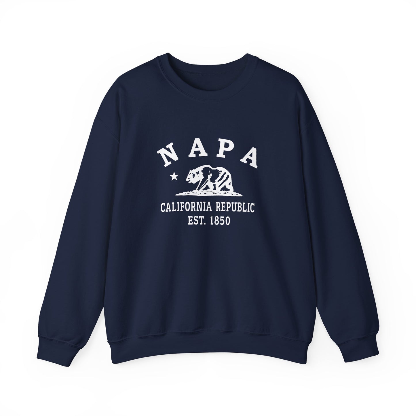 Napa California Vintage Retro Unisex Heavy Crewneck Sweatshirt - White Logo