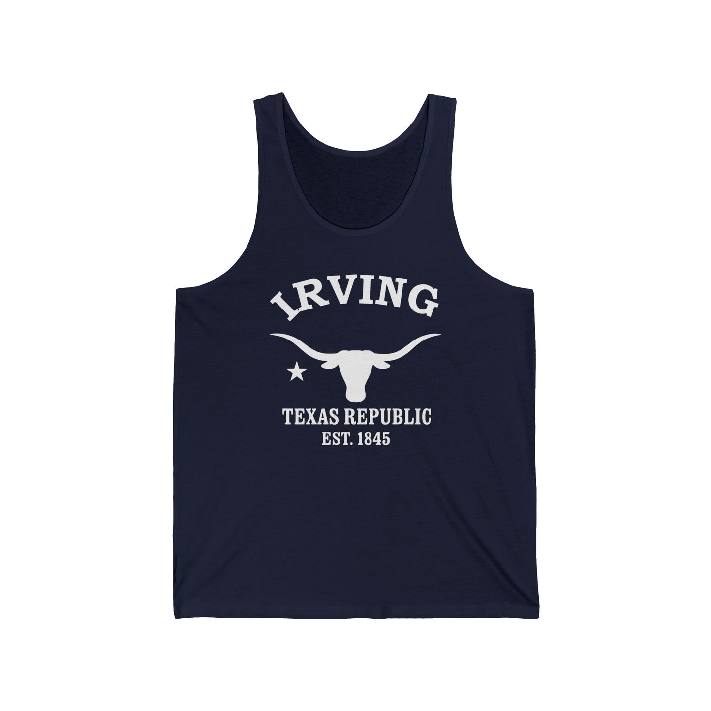Irving Texas Vintage Retro Unisex Cotton Jersey Tank Top - White Logo