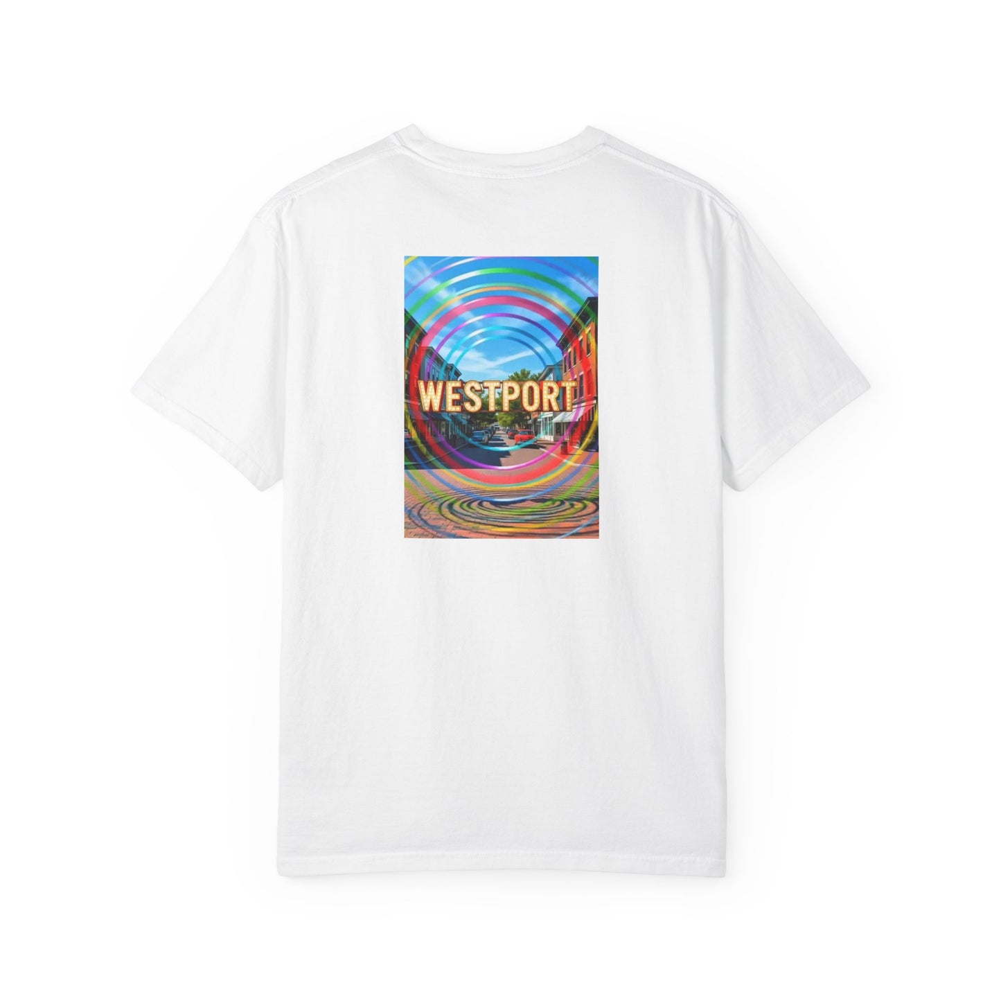 Westport Connecticut Vintage Retro Back Printed Art Series Cotton Tee - Black Logo