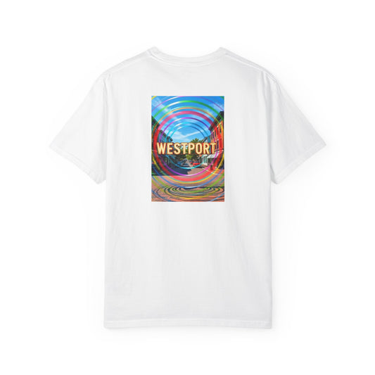 Westport Connecticut Vintage Retro Back Printed Art Series Cotton Tee - Black Logo