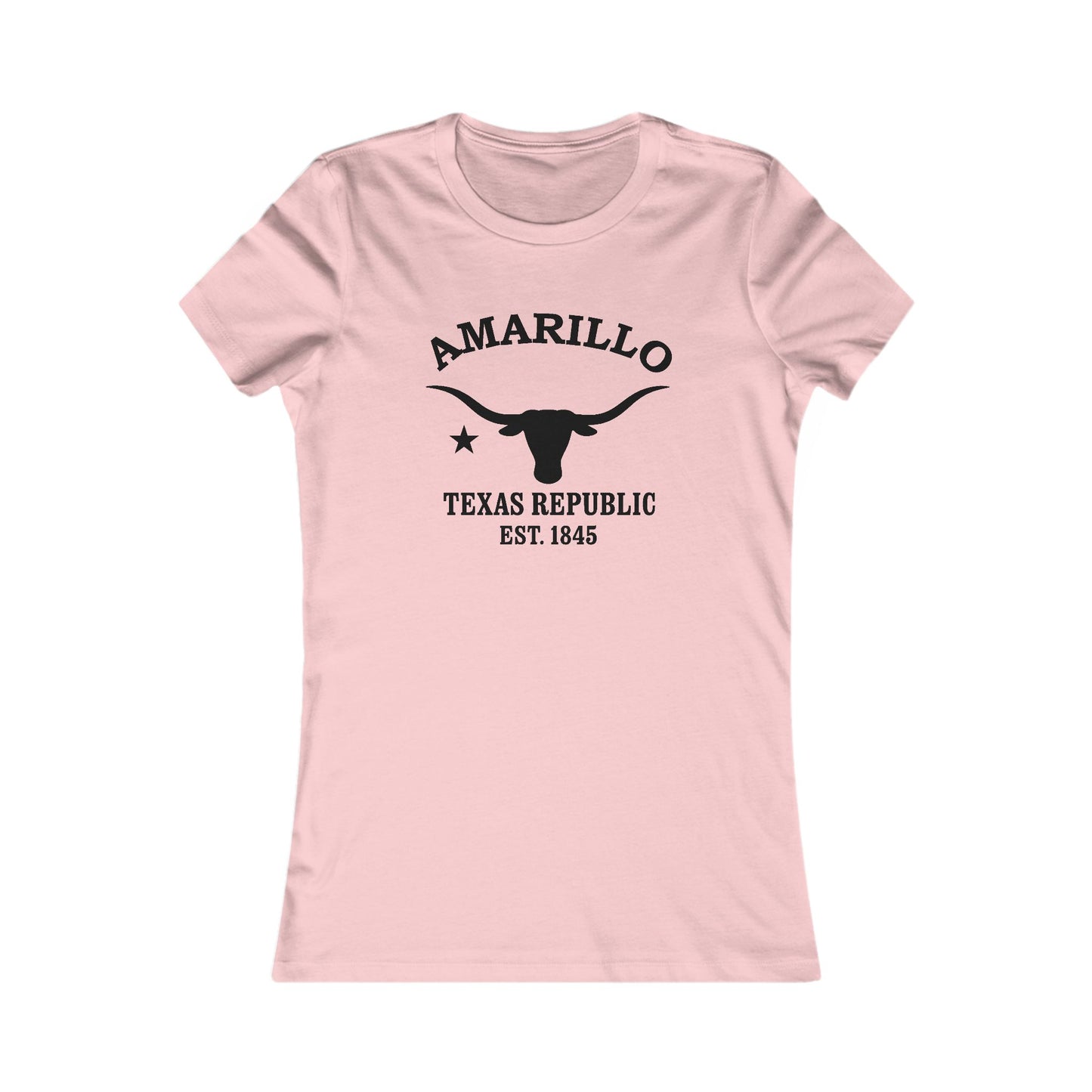 Amarillo Texas Vintage Retro Womens Fitted Ringspun Cotton Tee - Black Logo
