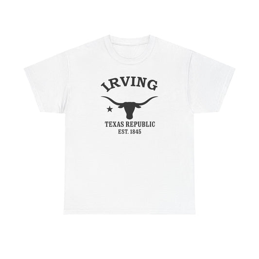 Irving Texas Vintage Retro Unisex Heavy Cotton Tee - Black Logo