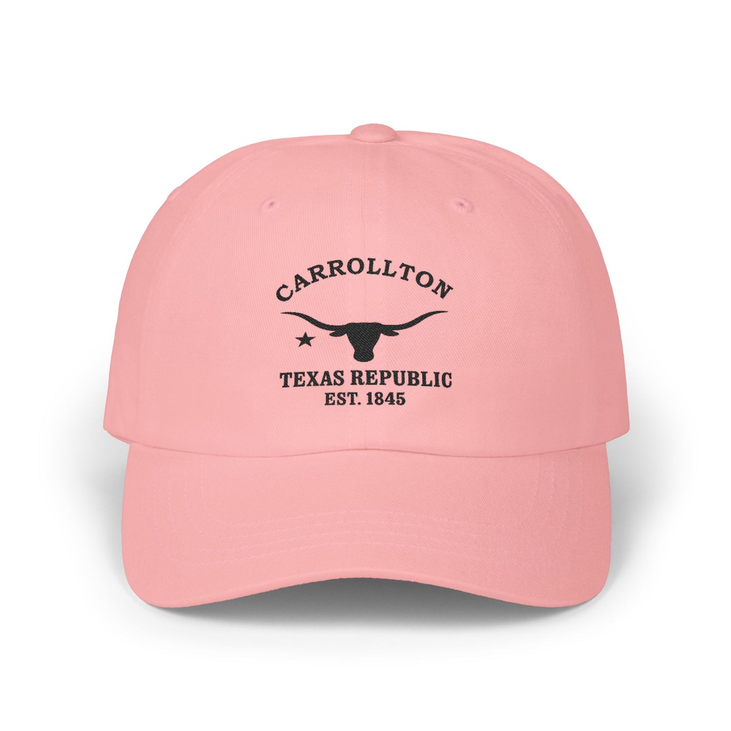 Carrollton Texas Vintage Retro Embroidered Cotton Cap - Black Logo