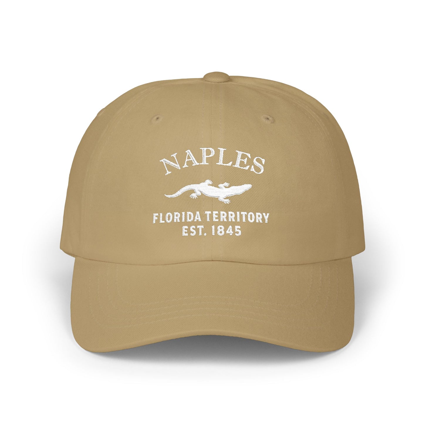 Naples Florida Classic Embroidered Vintage Retro Cotton Cap - White Logo