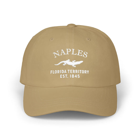 Naples Florida Classic Embroidered Vintage Retro Cotton Cap - White Logo