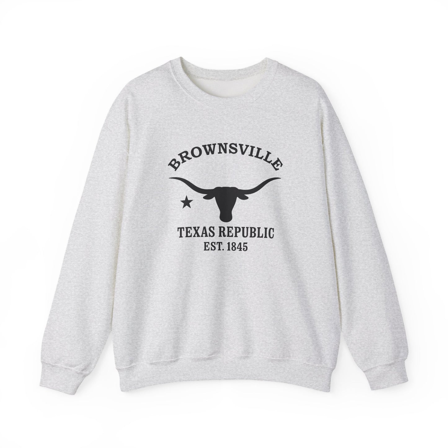 Brownsville Texas Vintage Retro Unisex Heavy Crewneck Sweatshirt - Black Logo