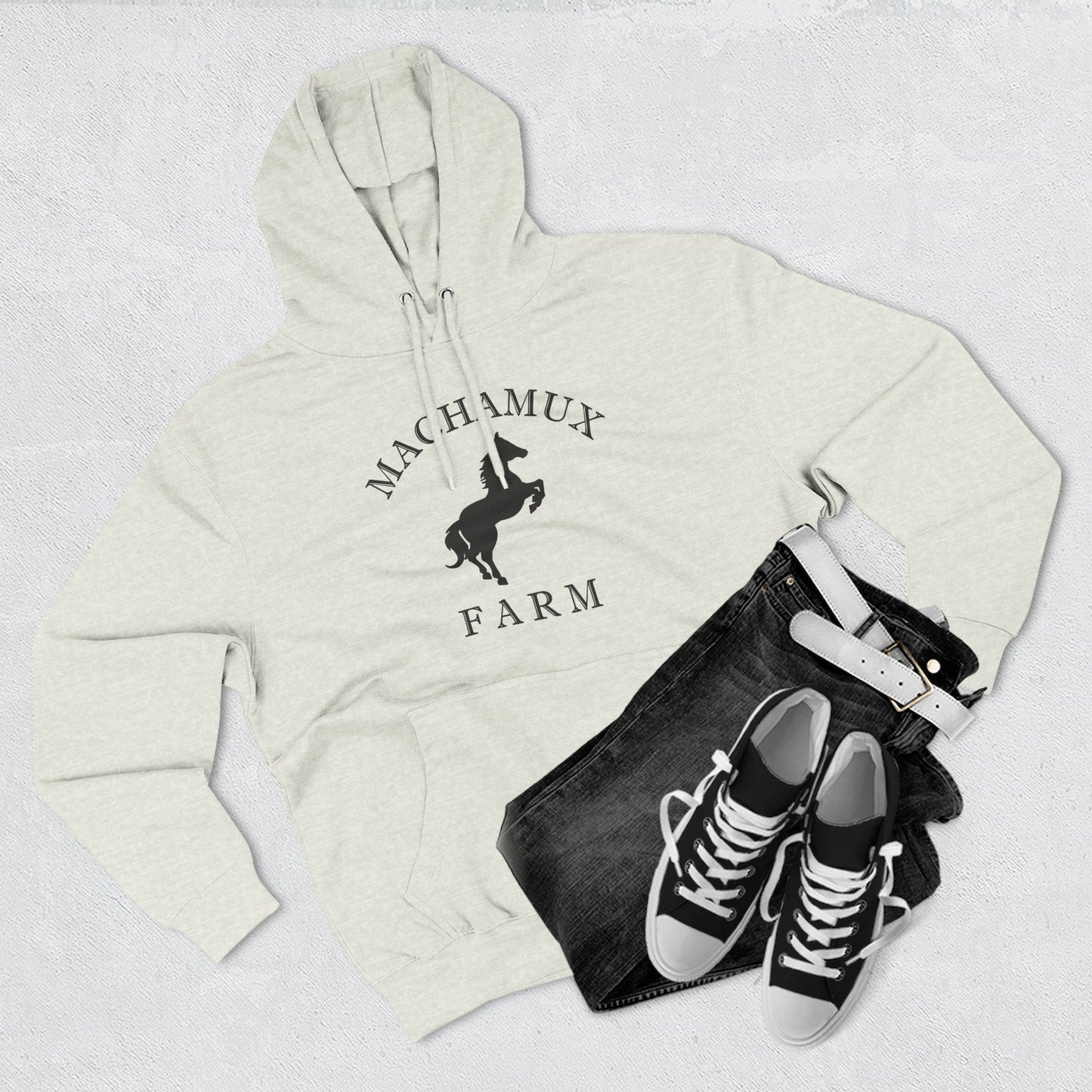 Machamux Farm Vintage Retro Unisex Heavy Cotton Hoodie - Black Logo