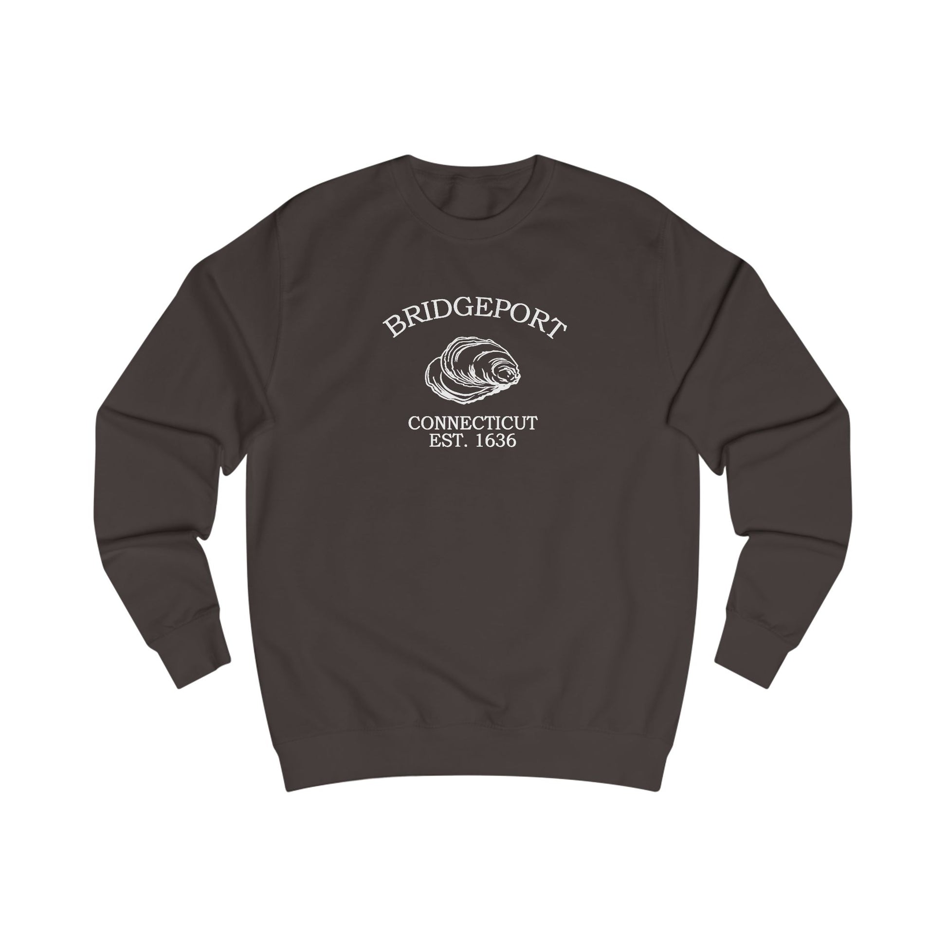 Bridgeport Connecticut Vintage Retro Premium Crewneck Sweatshirt - White Logo - Bottle Green