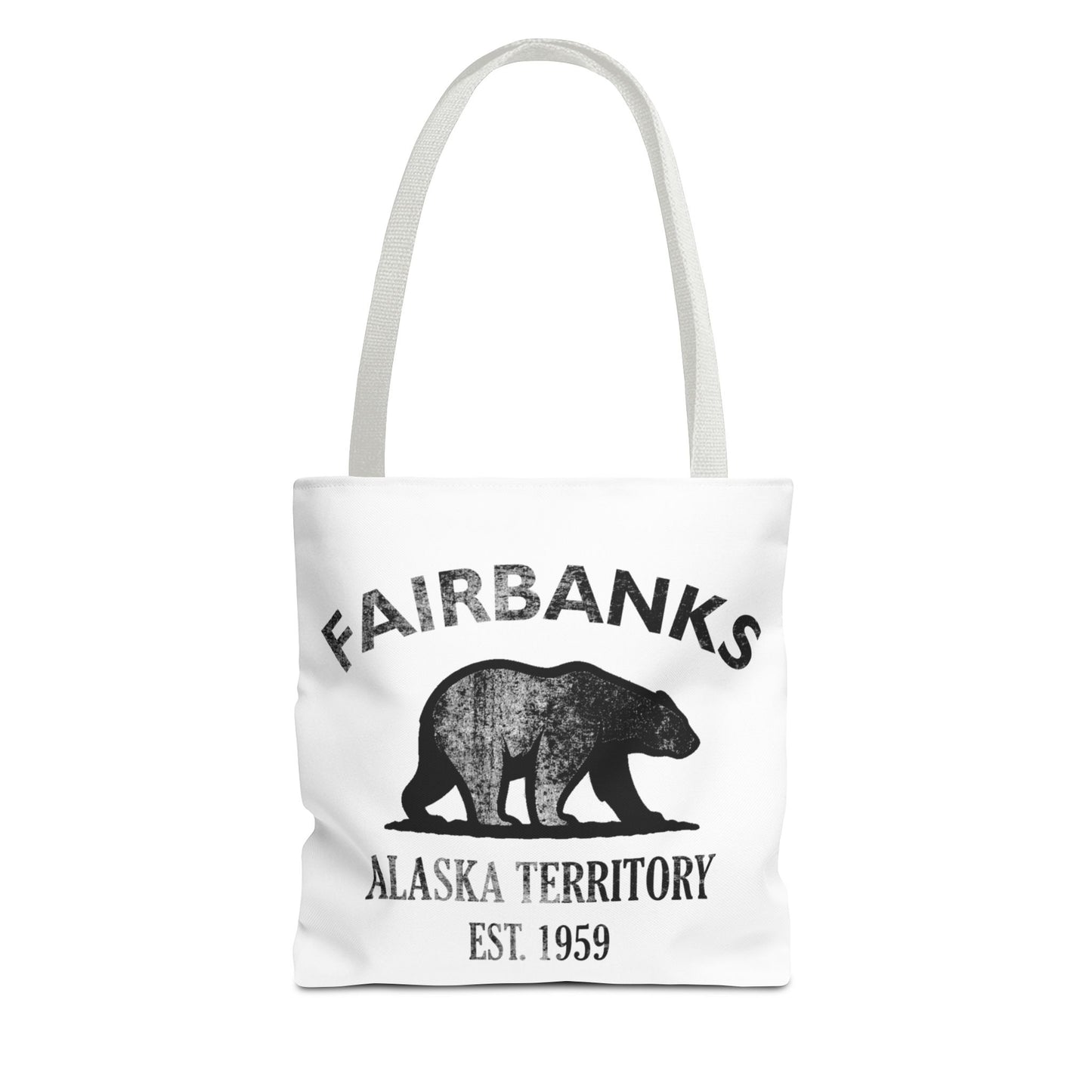 Fairbanks Alaska Vintage Retro Light Canvas Tote - Black Logo