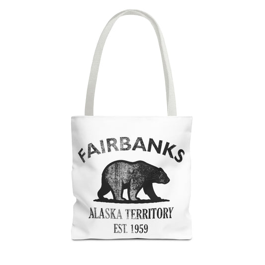 Fairbanks Alaska Vintage Retro Light Canvas Tote - Black Logo
