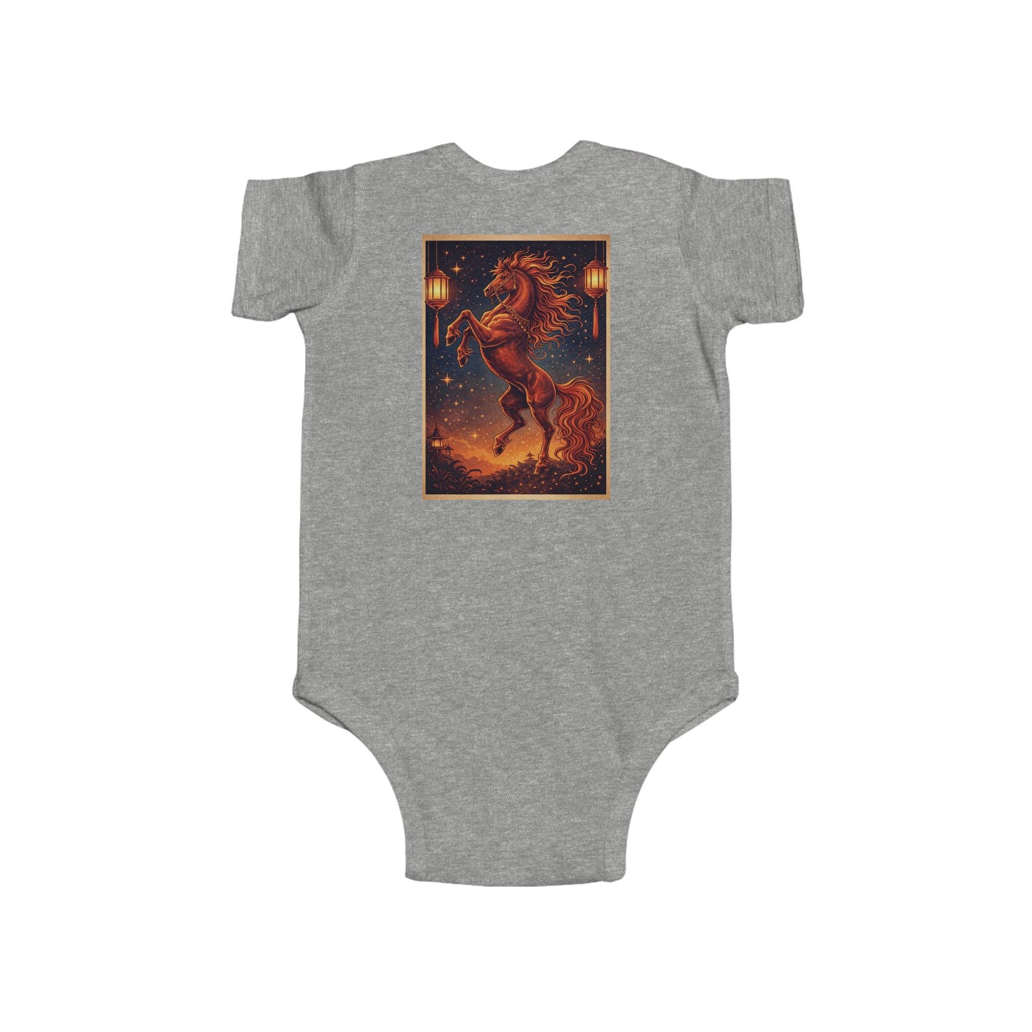 Zodiac Year of the Horse (2025+) Vintage Retro Art SeriesCotton Jersey Baby Bodysuit - Combo Logo