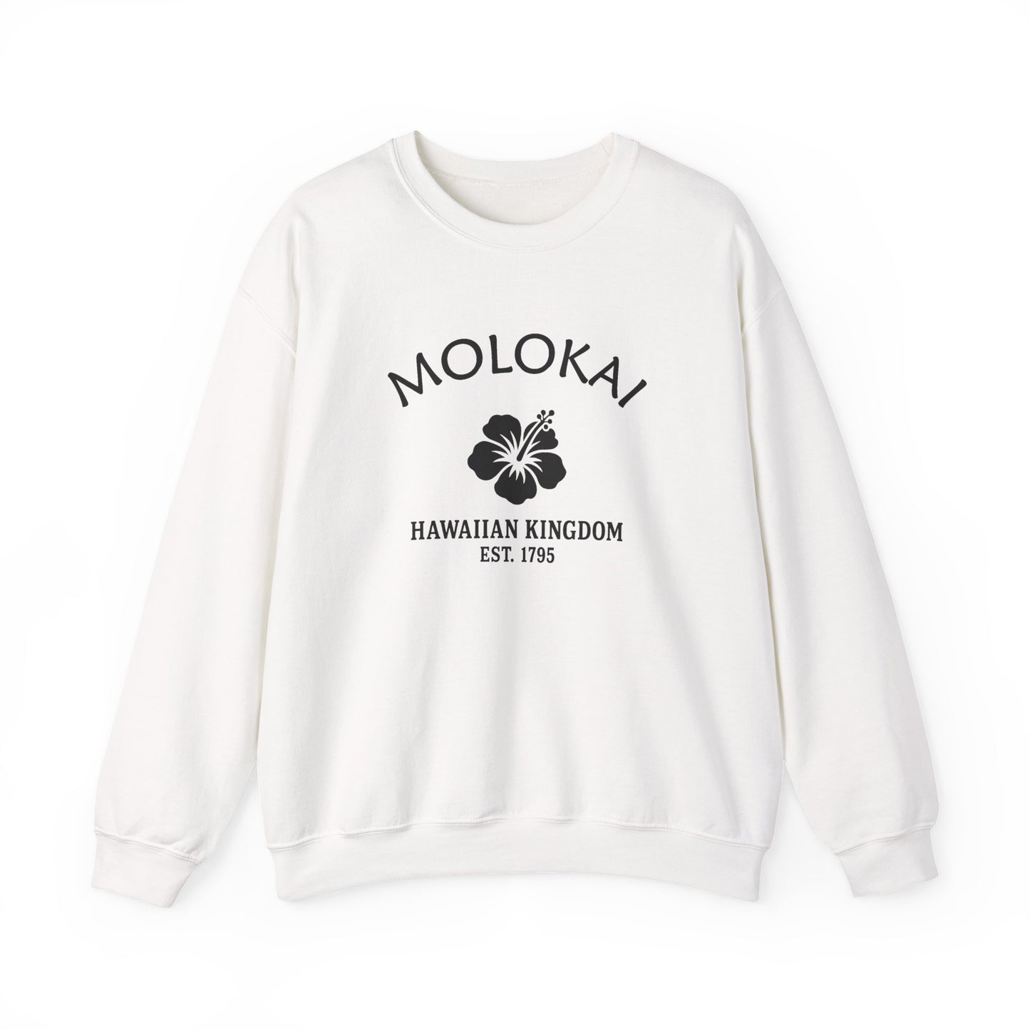 Molokai Hawaii Vintage Retro Unisex Heavy Crewneck Sweatshirt - Black Logo