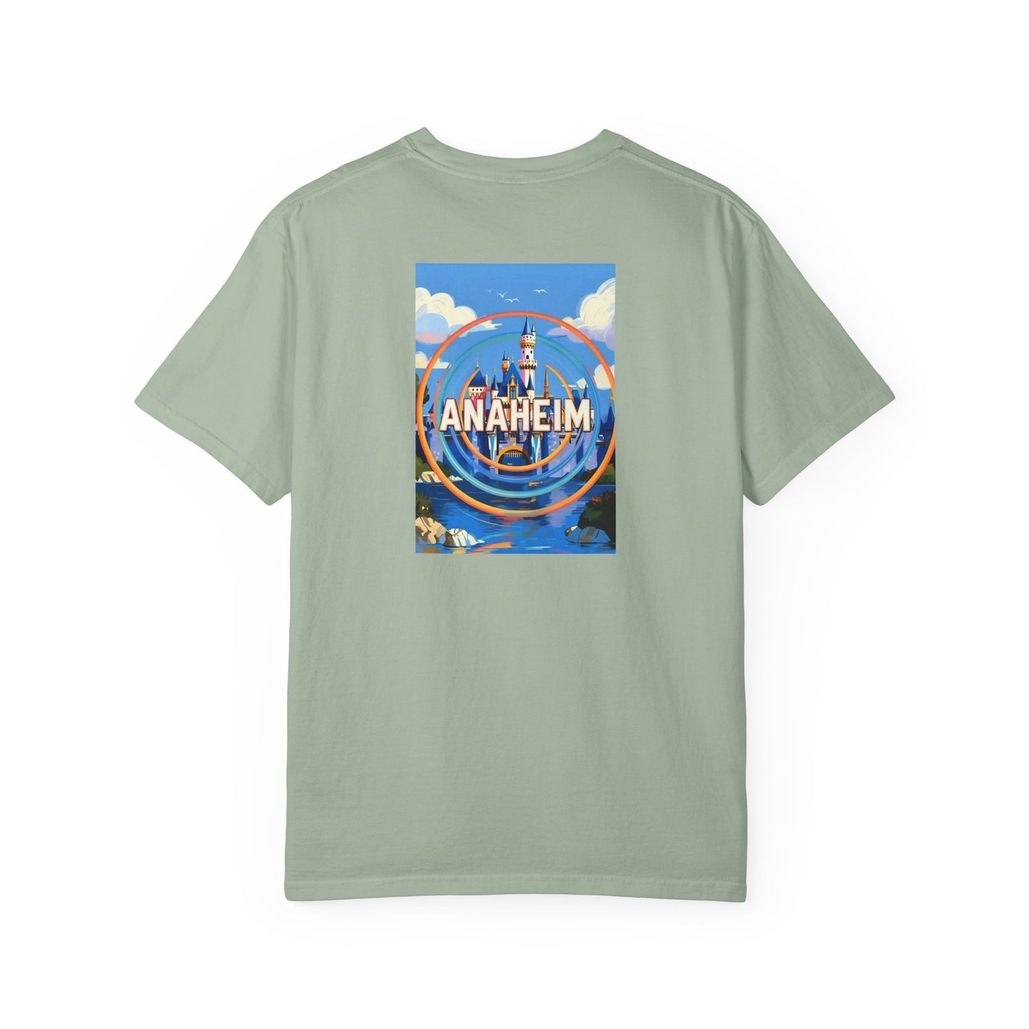 Anaheim California Vintage Retro Back Printed Art Series Cotton Tee - Black Logo