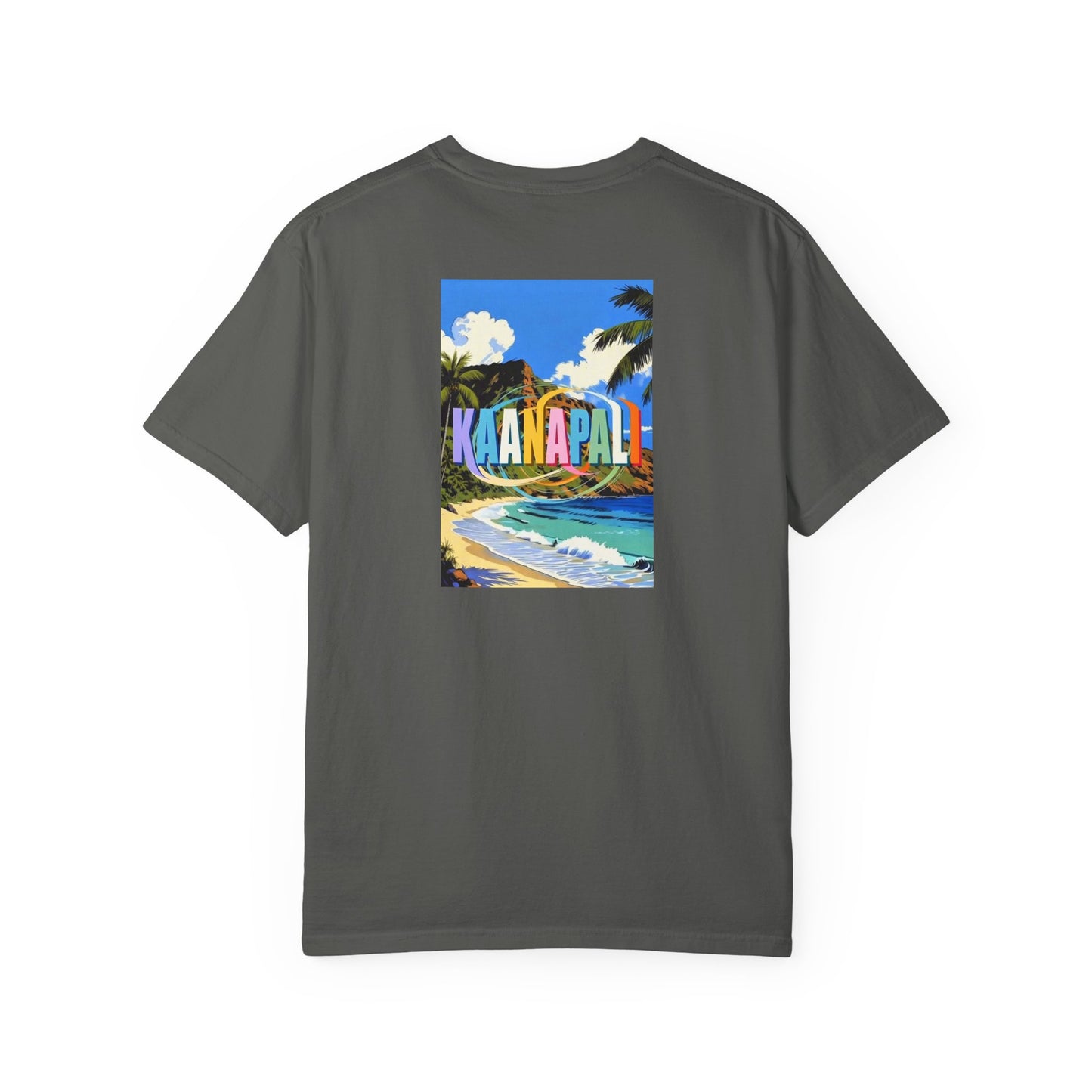 Kaanapali Hawaii Vintage Retro Back Printed Art Series Cotton Tee - Black Logo