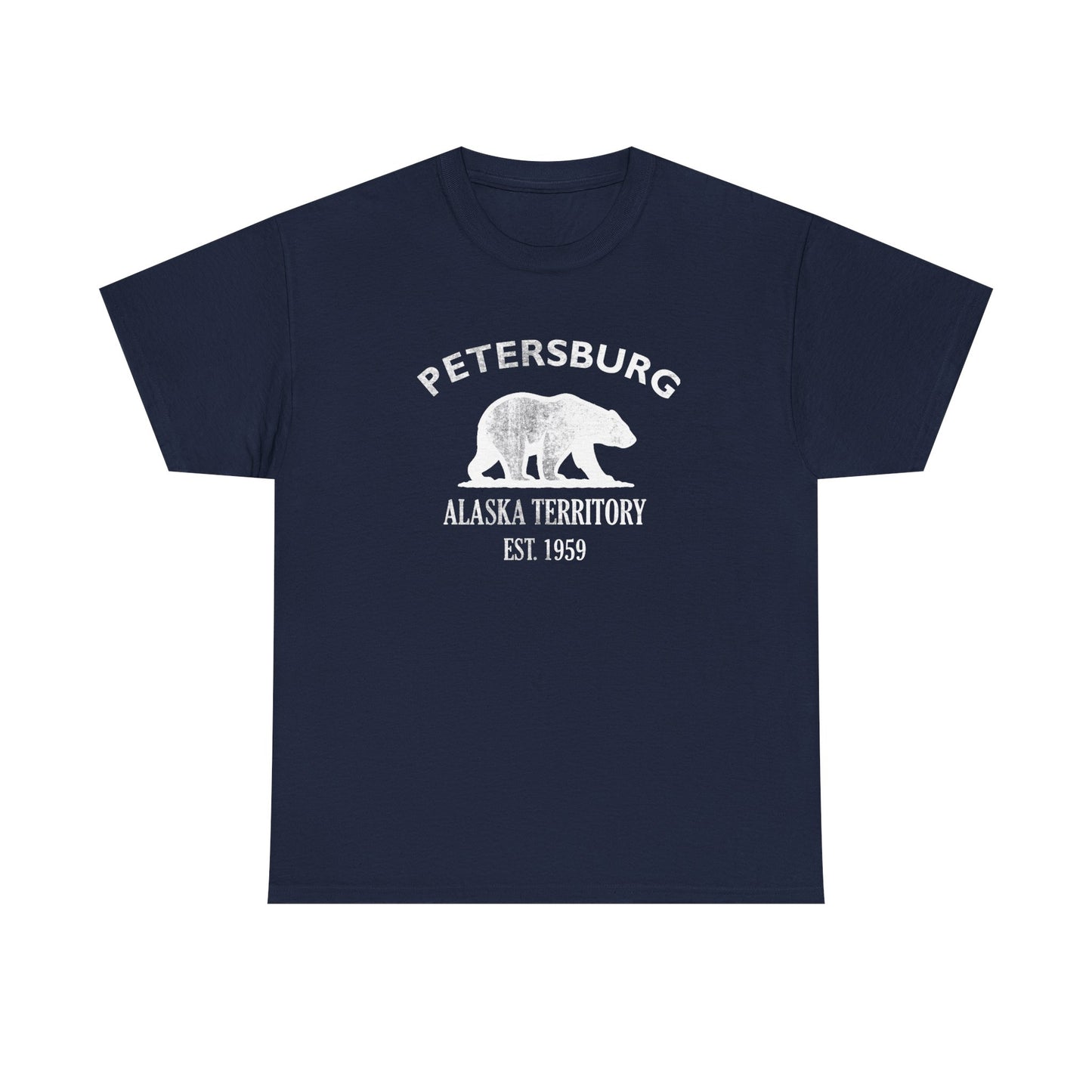 Petersburg Alaska Vintage Retro Unisex Heavy Cotton Tee - White Logo