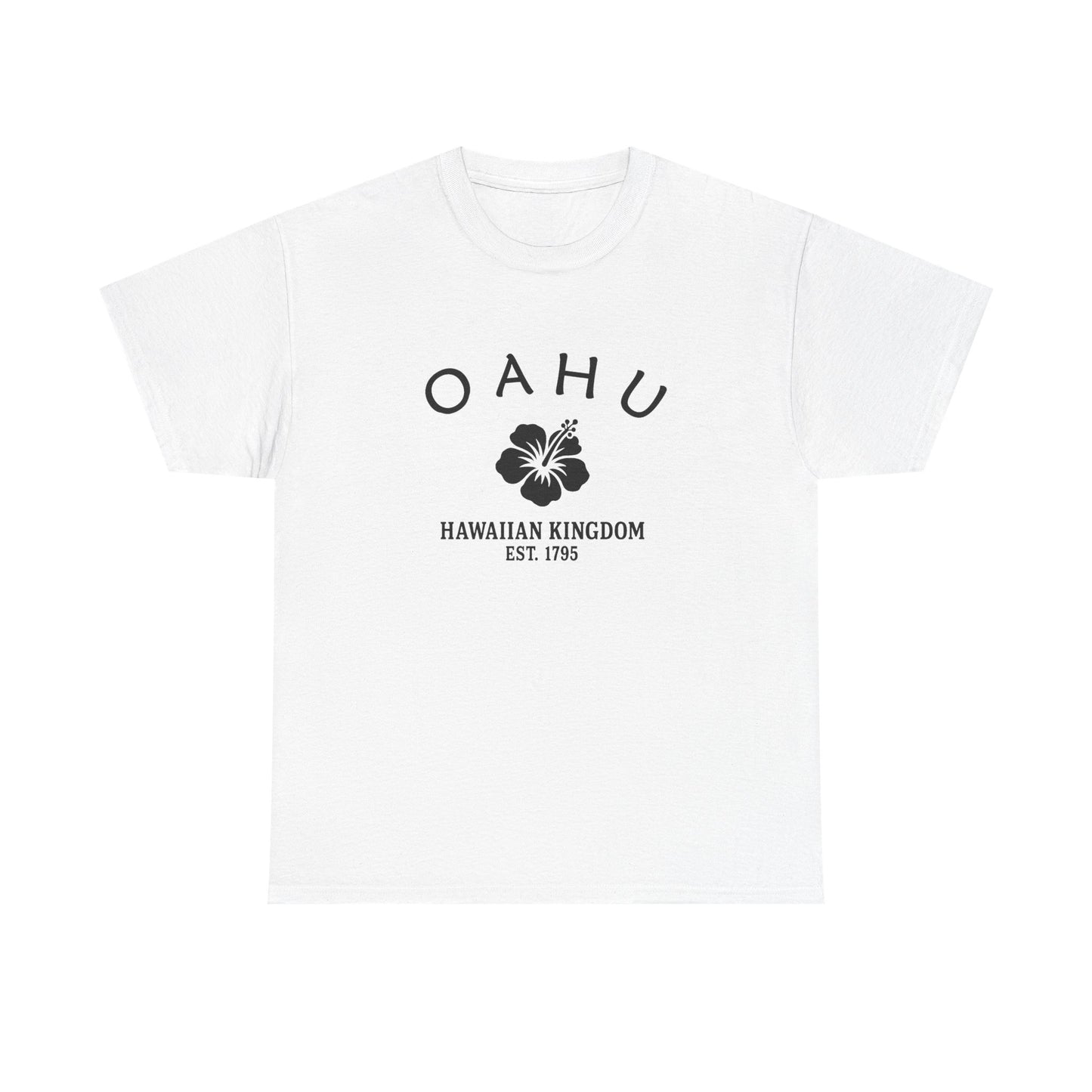 Oahu Hawaii Vintage Retro Unisex Heavy Cotton Tee - Black Logo