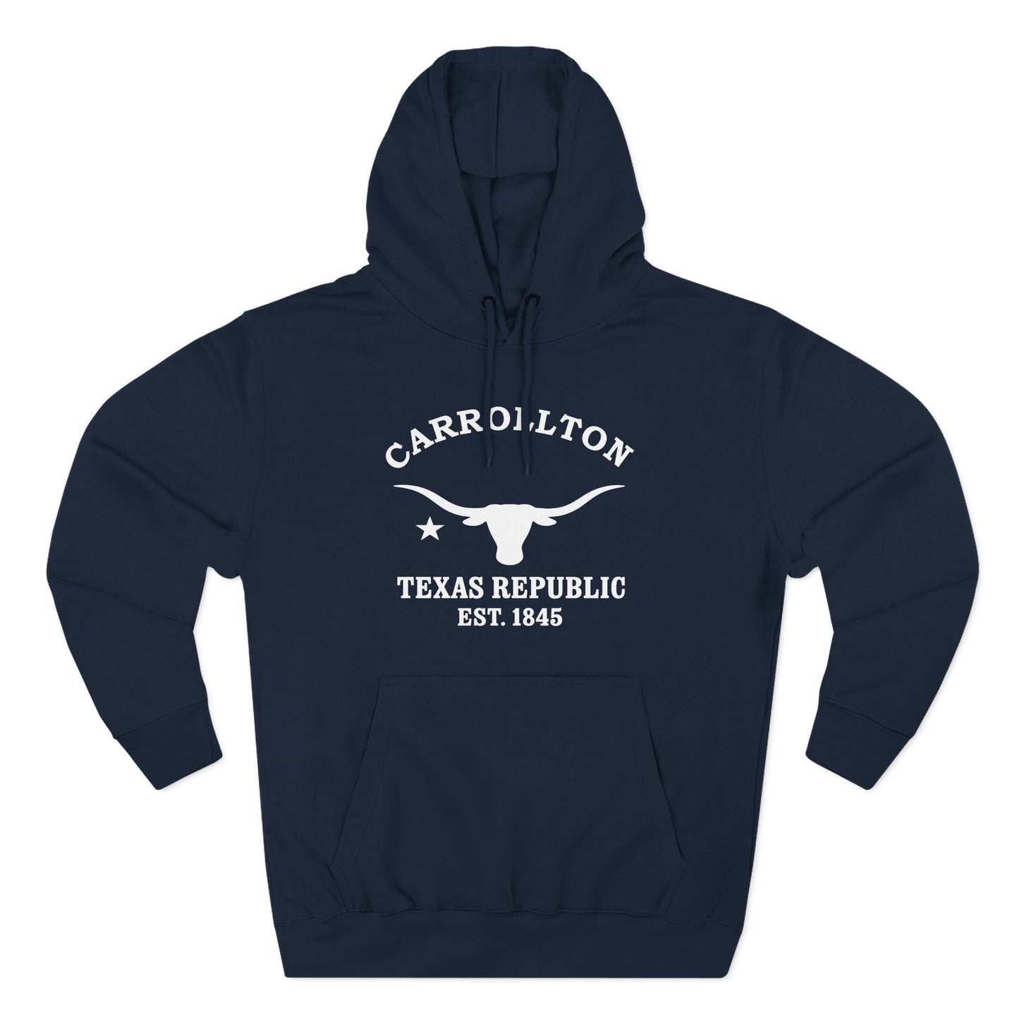 Carrollton Texas Vintage Retro Unisex Heavy Cotton Hoodie - White Logo