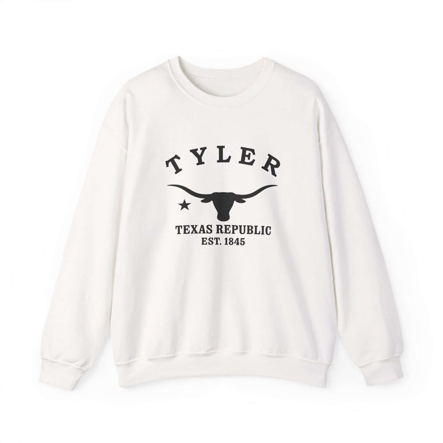 Tyler Texas Vintage Retro Unisex Heavy Crewneck Sweatshirt - Black Logo