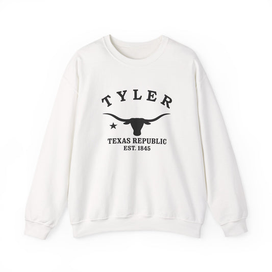 Tyler Texas Vintage Retro Unisex Heavy Crewneck Sweatshirt - Black Logo