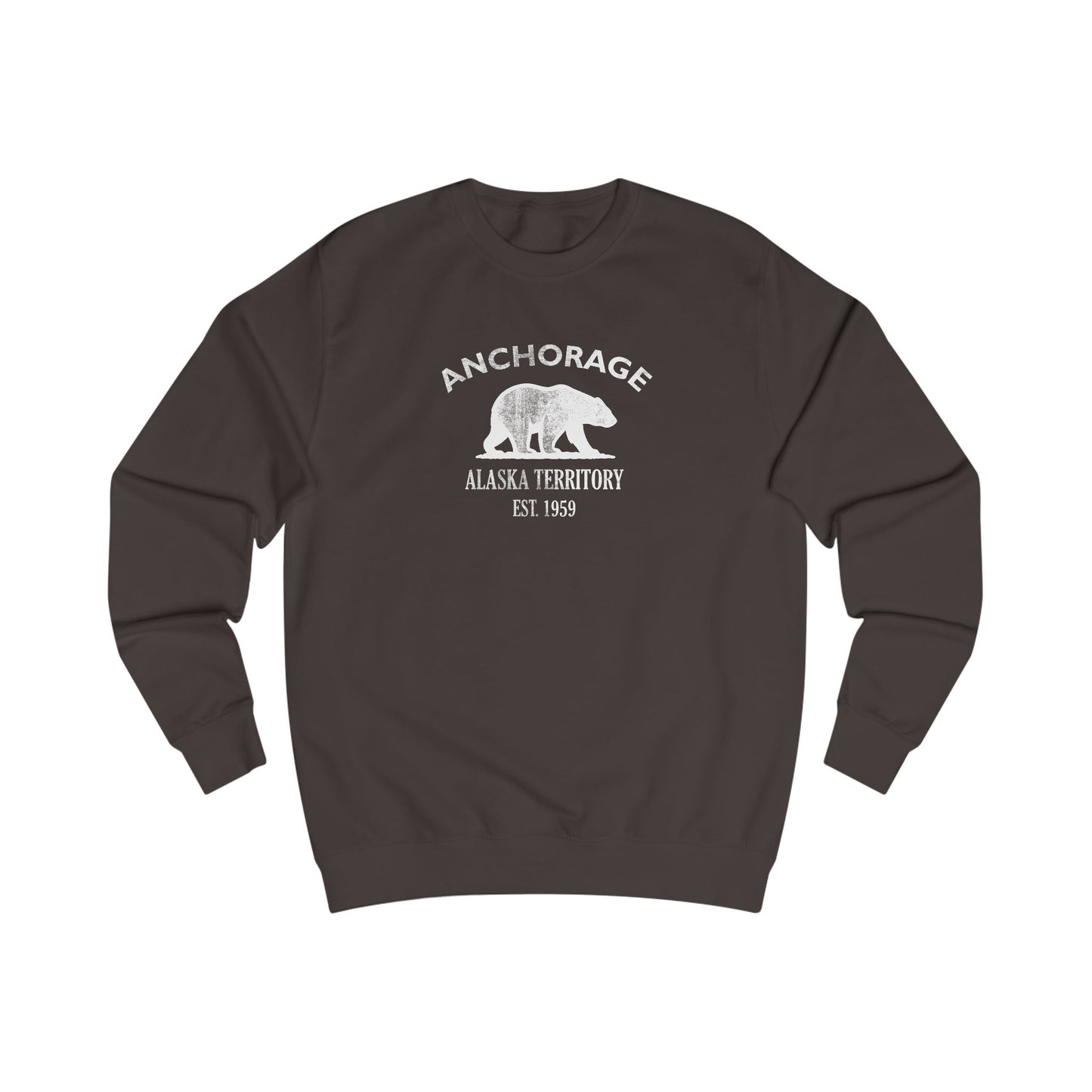 Anchorage Alaska Vintage Retro Premium Crewneck Sweatshirt - White Logo - Bottle Green