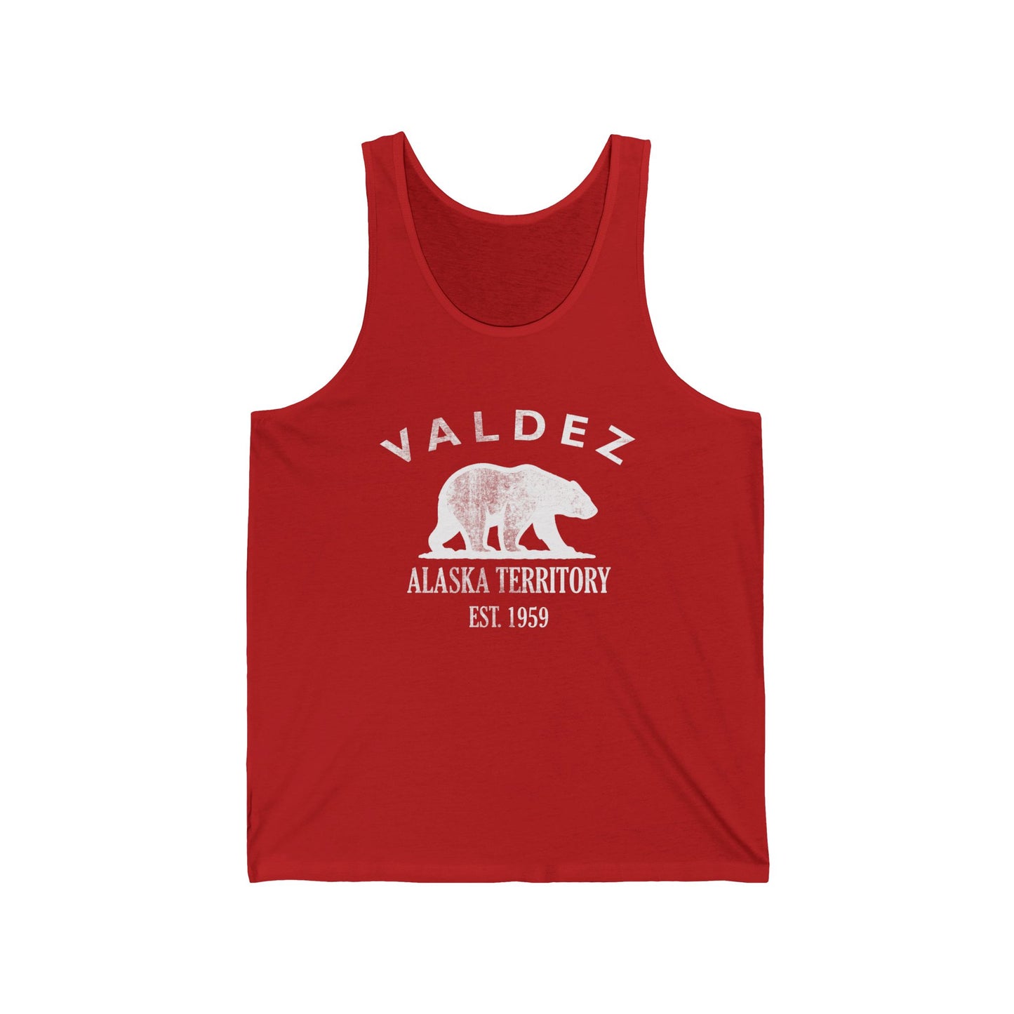 Valdez Alaska Vintage Retro Unisex Cotton Jersey Tank Top - White Logo