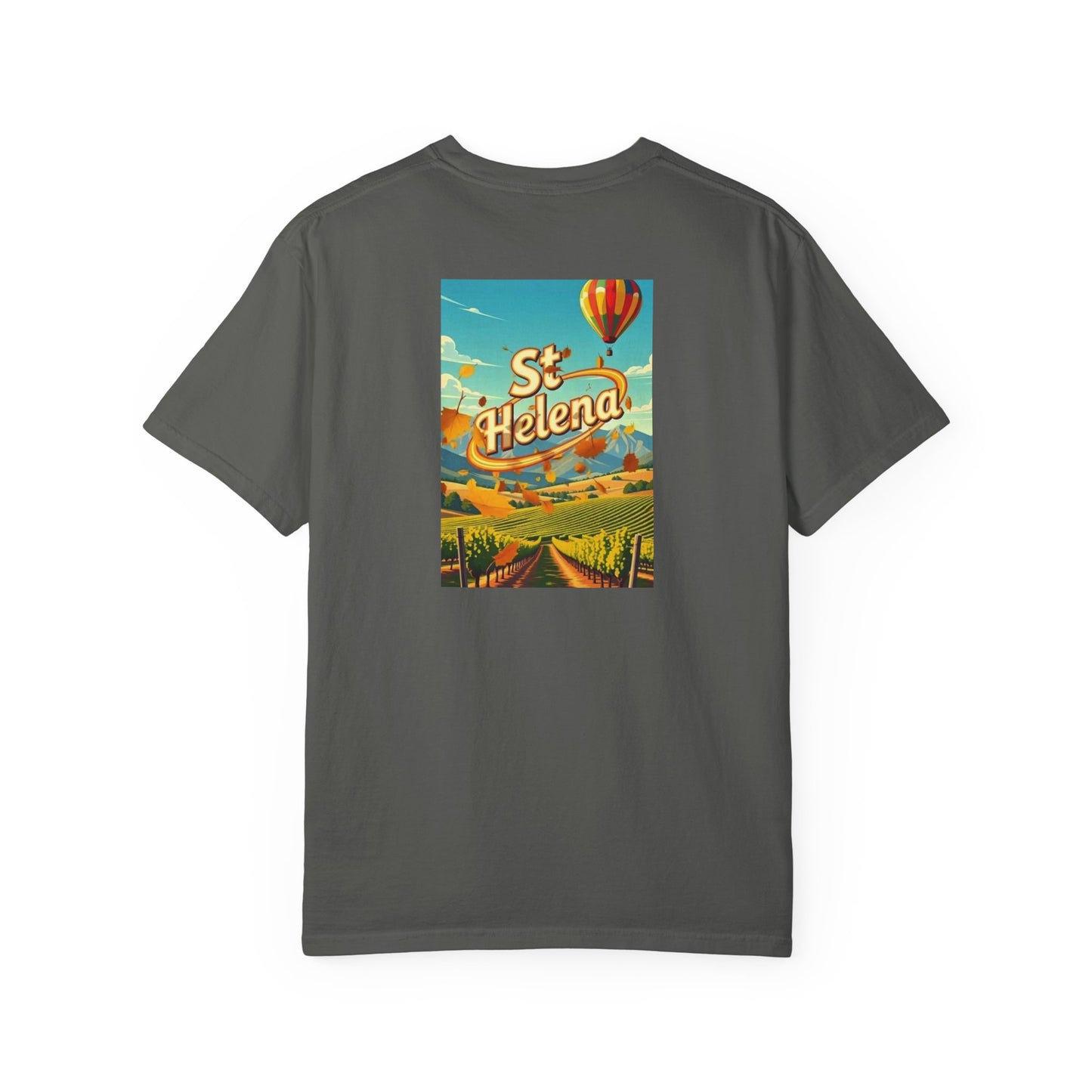 St Helena California Vintage Retro Back Printed Art Series Cotton Tee - Black Logo