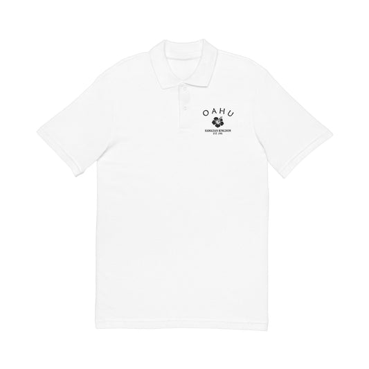 Oahu Hawaii Vintage Retro Unisex Embroidered Cotton Polo - Black Logo