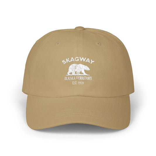 Skagway Alaska Vintage Retro Embroidered Cotton Cap - White Logo