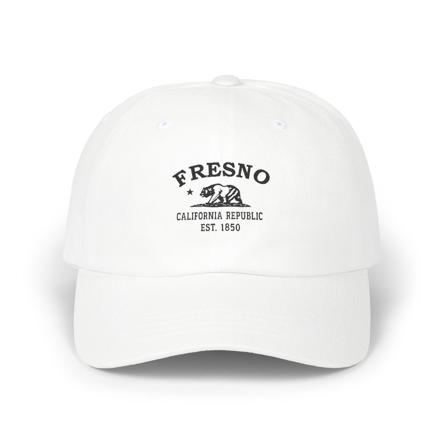 Fresno California Vintage Retro Embroidered Cotton Cap - Black Logo