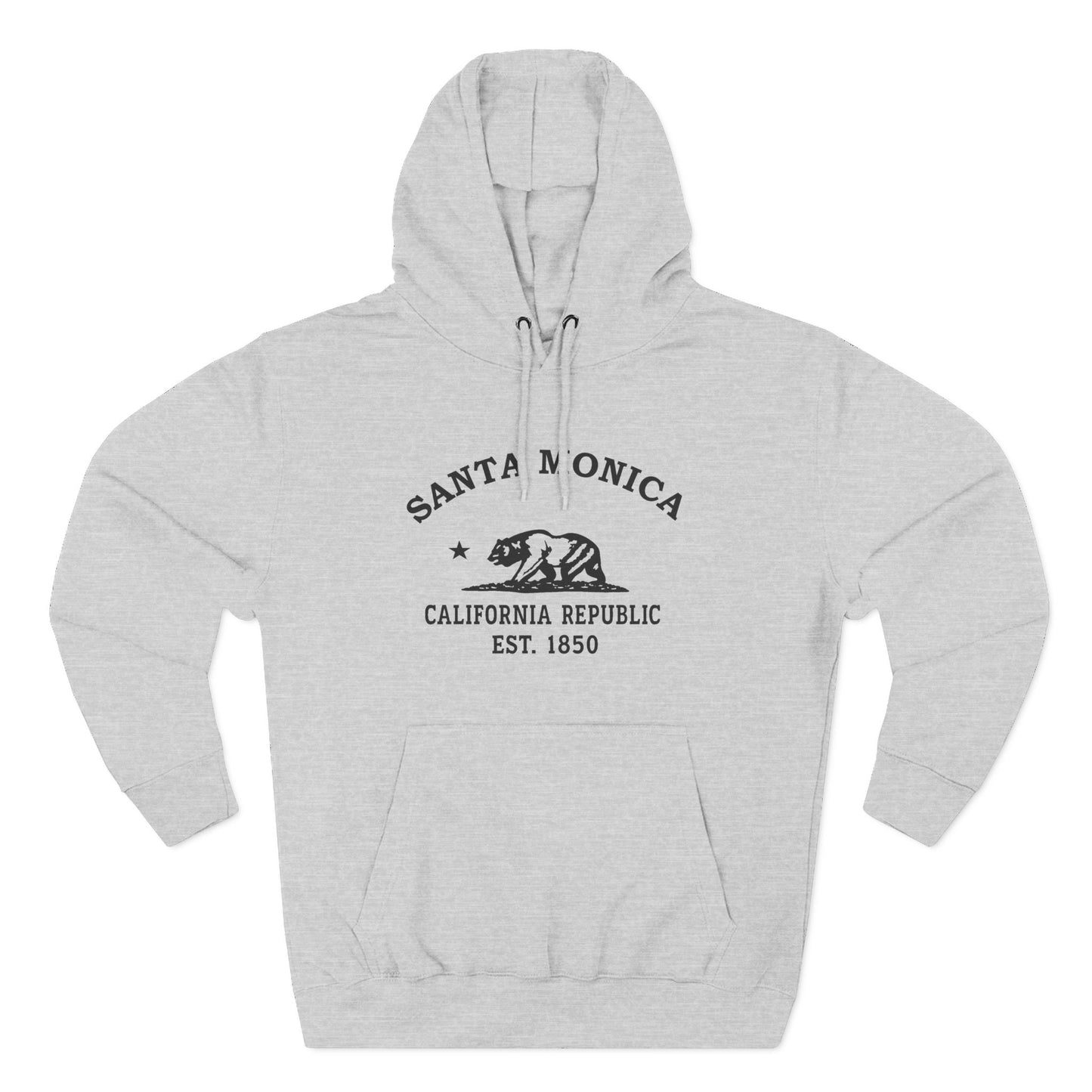 Santa Monica California Vintage Retro Unisex Heavy Cotton Hoodie - Black Logo
