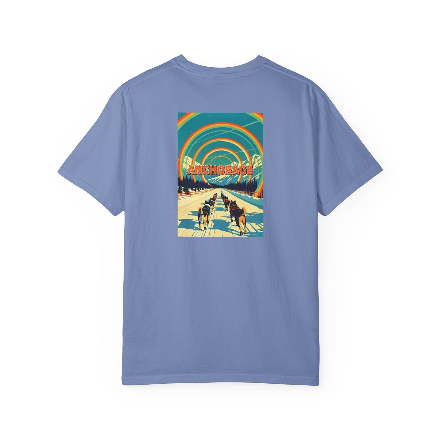 Anchorage Alaska Vintage Retro Back Printed Art Series Cotton Tee - Black Logo