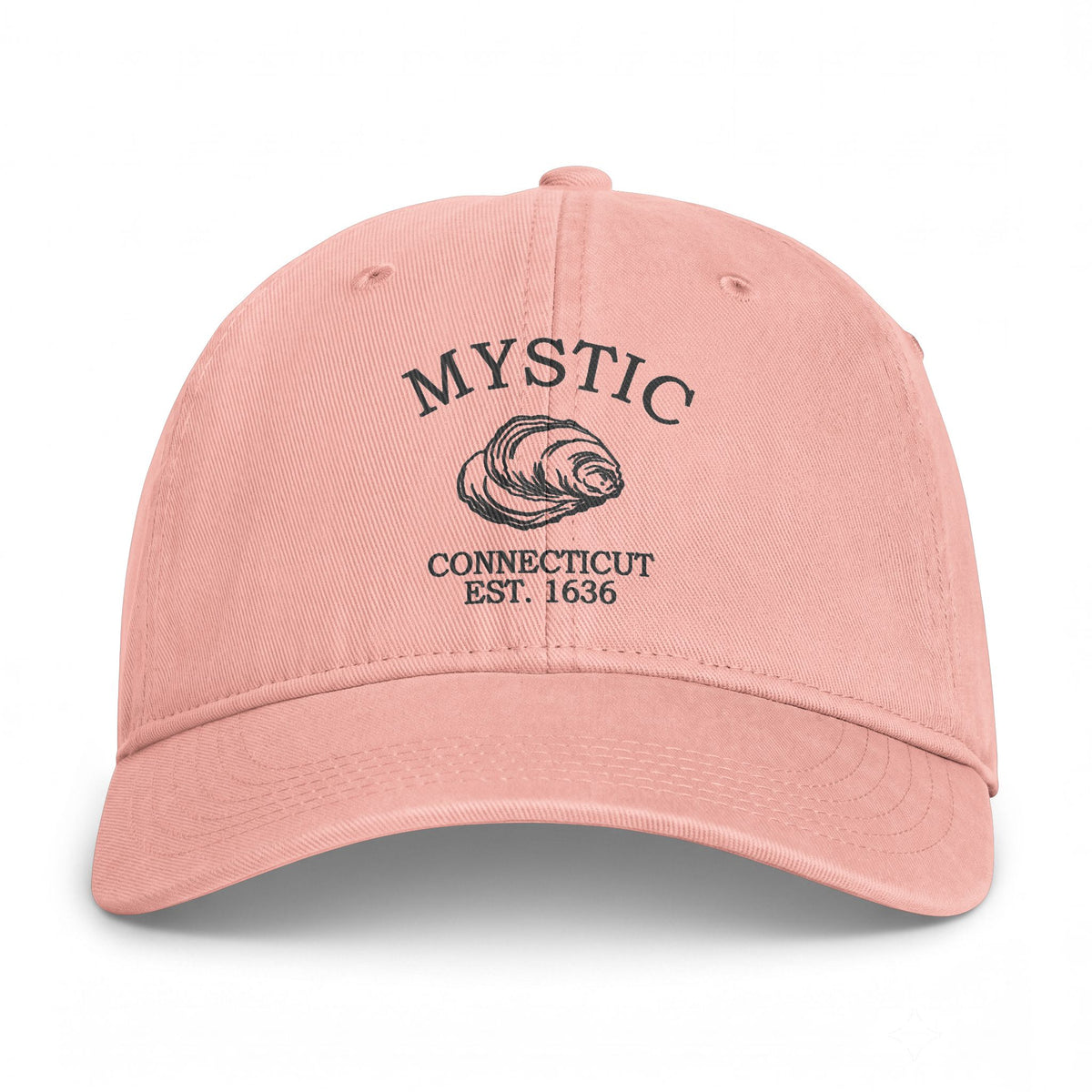 Mystic Connecticut Distressed Cotton Cap - Charcoal Print Logo