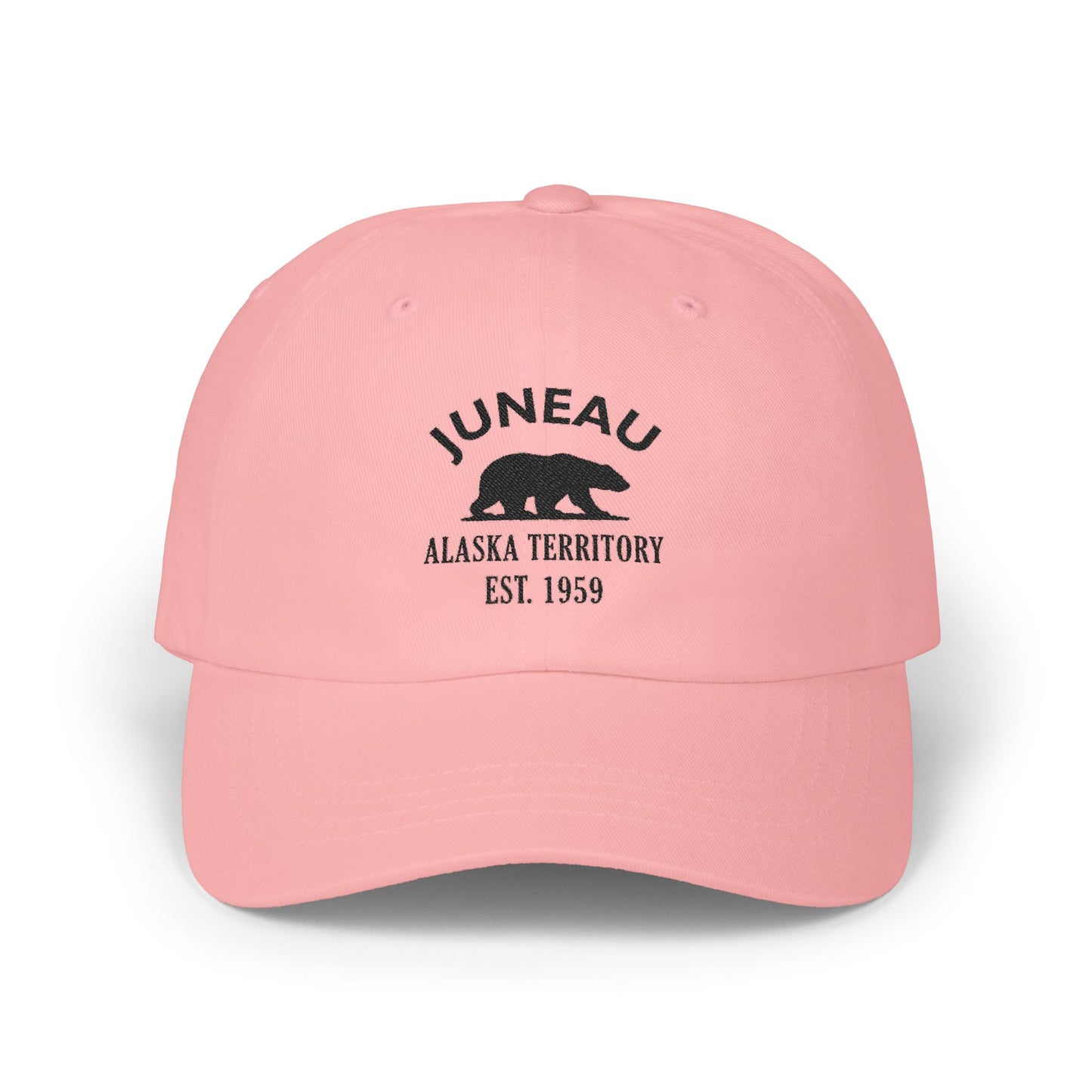 Juneau Alaska Classic Embroidered Vintage Retro Cotton Cap - Black Logo