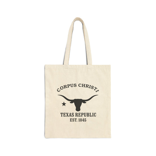 Corpus Christi Texas Vintage Retro Cotton Canvas Tote Bag - Black Logo