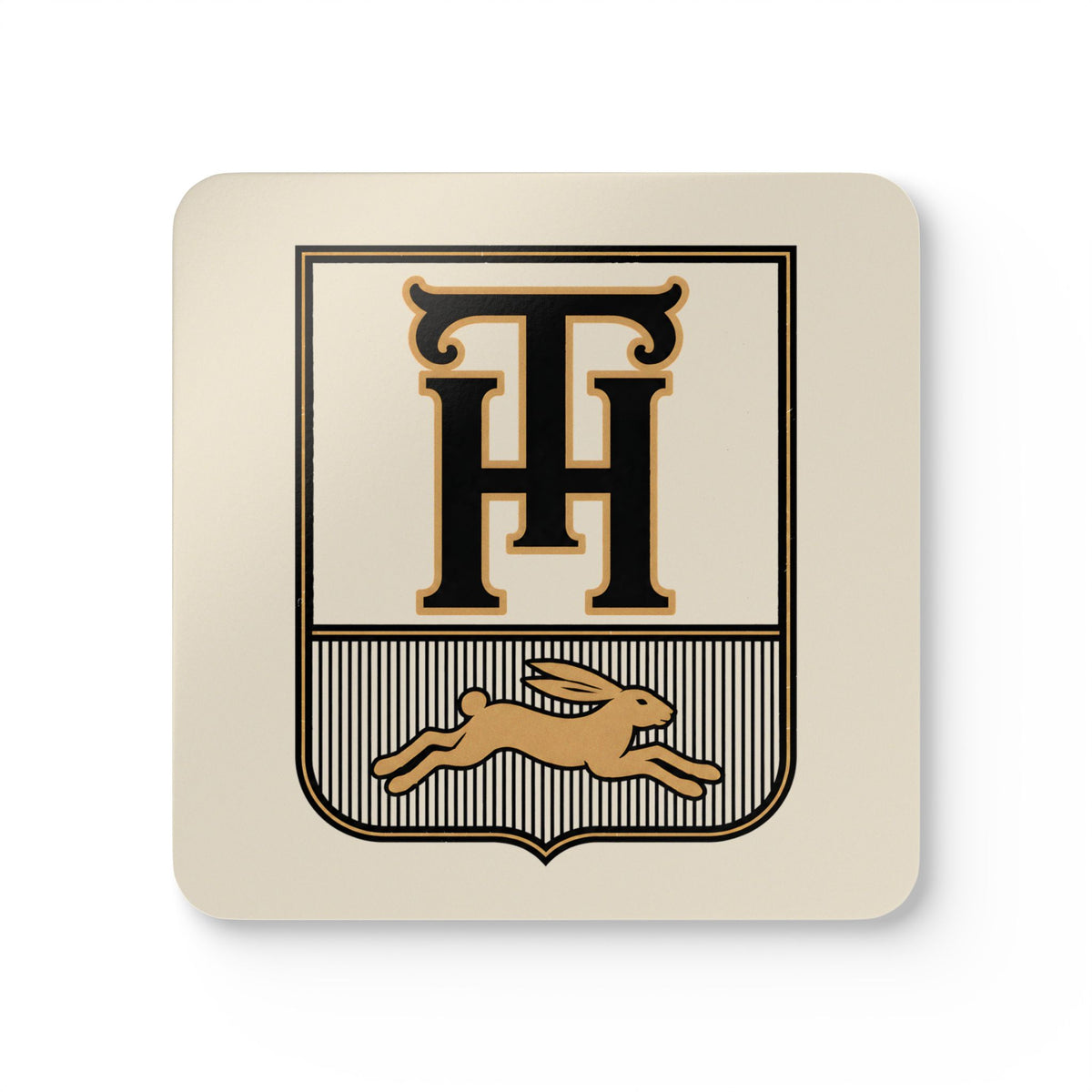Team Haas Coaster Set of 4, Cork-Back Coasters with the TH Family Crest