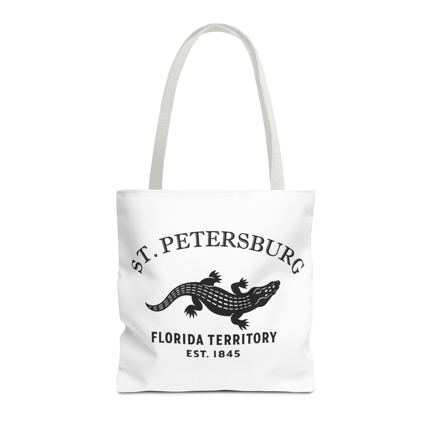 St Petersburg Florida Vintage Retro Light Canvas Tote - Black Logo