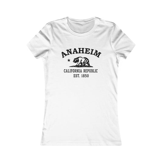 Anaheim California Ringspun Cotten Fitted Vintage Retro Womens Tee - Black Logo