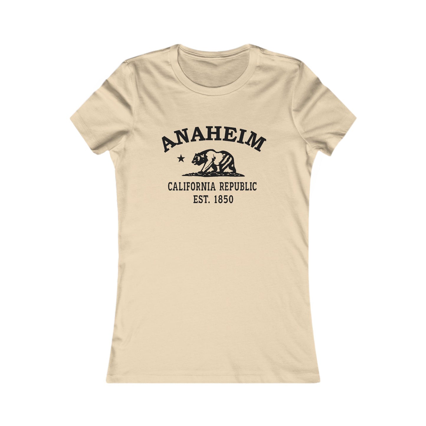 Anaheim California Ringspun Cotten Fitted Vintage Retro Womens Tee - Black Logo